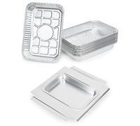 only fire Barquette Aluminium, avec 15pcs Barquette Alimentaire Jetable, 27 × 30 × 3,2 cm, Plateau Jetable pour Barbecues à Gaz Weber Q200 Q300 Q220 Q240 Q2000 Q3000 Q320 Q3200 Série