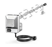 only fire Universel Barbecue Rôtisserie Set 100 cm carré 9x9mm tournebroche + 4 x brochettes Aiguilles et Moteur en Acier Inoxydable, 220 V - 240 V