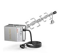 only fire Universel Barbecue Rôtisserie Set 120 cm hexagone 9x9mm tournebroche + 4 x brochettes Aiguilles et Moteur en Acier Inoxydable, 220 V - 240 V