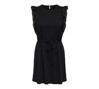 ONLY Frill O-Neck Dress JRS Onlsharon S/L Robe à col Rond pour Femme, Noir, XS
