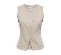 Only - Gilet sans Manches en Coton avec Fermeture Boutonnée - Femme - Vestes - Beige - Taille: 36 FR