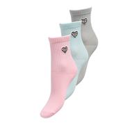 ONLY GIRLS Chaussettes bleu pastel / vert clair / rose / noir, Taille 34-36
