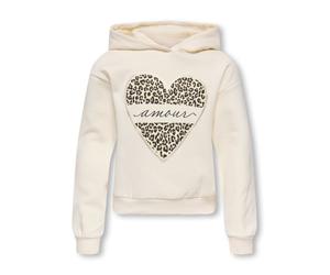 ONLY GIRLS Sweat-shirt 'KOGCooper' mastic / noir / blanc cassé, Taille 122-128