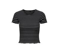 ONLY Haut Court Onlemma Stripe S/S JRS pour Femme, avec col Rond et Manches Courtes, Noir, M