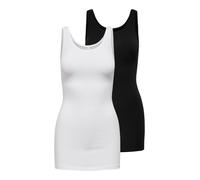 ONLY Onllive Love New Long Tank Top 2PK Noos Débardeur, Noir (Black Pack:Black and White), 40 (Taille Fabricant: Large) (Lot de 2) Femme