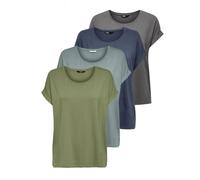 ONLY Haut Onlmoster pour Femme, Lot de 4 (Vert Huile, Abyss, Chaton Prune, Bleu ombré), M