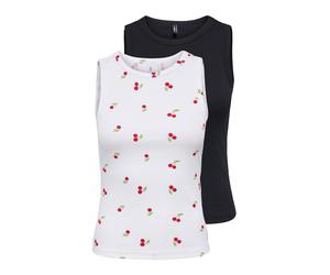 ONLY Haut 'ONLSally' rouge cerise / noir / blanc, Taille L