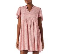 ONLY JdY Jdystarr Life S/S Robe à col en V, Etruscan Red/AOP:Cloud Dancer Leaves, 42 Femme