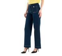 ONLY Jean à Jambe Large ONLMADELINE Taille Haute Wide Leg Fit Jeans Dark Blue Denim L 32 Dark Blue Denim L / L32