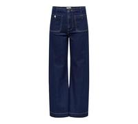 ONLY Jean à Jambe Large ONLMADELINE Taille Haute Wide Leg Fit Jeans Dark Blue Denim M 34 Dark Blue Denim M / L34