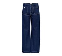 ONLY Jean à Jambe Large ONLMADELINE Taille Haute Wide Leg Fit Jeans Dark Blue Denim XL 32 Dark Blue Denim XL / L32