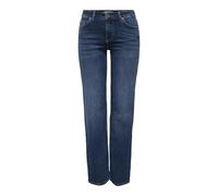 ONLY Jean Coupe Droite ONLBLUSH Taille Moyenne Straight Fit Jeans Dark Blue Denim M 34 Dark Blue Denim M / L34