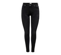 ONLY Jean Slim Taille Normale en Denim Extensible pour Femme, Design délavé usé, Couleurs:Noir, Taille:XL / 32L