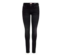 ONLY Jean Skinny ONLCORAL pour Femme, Taille très Basse, Coupe Skinny, Jean Noir, 28W / 30L