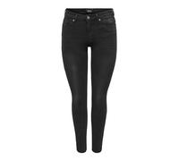 ONLY Jean Slim Taille Normale en Denim Extensible pour Femme, Design délavé usé, Couleurs:Noir, Taille:XL / 32L