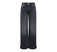 ONLY Jeans ONLELLA pour femme, coupe large, taille moyenne, coupe droite, Noir délavé, XS / 32L