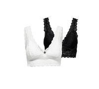 ONLY Lot de 2 paires de soutien-gorge en dentelle pour femme, Noir/blanc., M