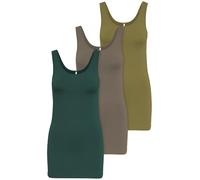 ONLY Lot de 3 débardeurs basiques pour femme - Blanc, noir, gris, bleu, crème - T-shirt long d'été - 15201465, M