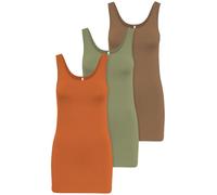 ONLY Lot de 3 débardeurs basiques pour femme - Blanc, noir, gris, bleu, crème - T-shirt long d'été - 15201465, Mélange de couleurs 7, XS