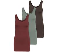 ONLY Lot de 3 hauts pour femme débardeurs basiques en blanc, noir, gris, bleu, crème pour femme T-shirt long T-shirt d'été Top 15201465, X-Small