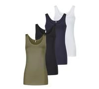 ONLY Lot de 4 débardeurs pour femme en coton stretch, coupe ajustée, basiques, Onllive LUV, hauts à col rond, sans manches, uni, noir, blanc, beige, rouge, vert, bleu marine, S, M, L, XL, XXL, XXL