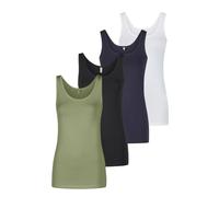 Only Lot de 4 débardeurs pour femme en coton stretch, coupe ajustée, basiques, Onllive LUV, hauts à manches courtes, col rond, uni, noir, blanc, beige, rouge, vert, bleu marine, S, M, L, XL, XXL, M