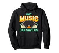 Only Music Can Save Us Vintage Vinyl Record Design années 70 Vibes Sweat à Capuche
