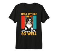 Only My Cat Knows Me So Well Vintage Manx Cats Lover T-Shirt Haut de Gamme