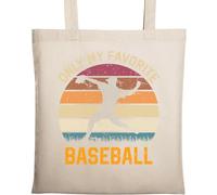 Only My Favorite Baseball Faded Retro Poster Throw Graphic Natural Ecologique Coton Tote Bag Beige