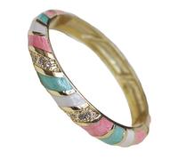 Only My Live Home Bracelets à charnière en émail cloisonné arc-en-ciel rayé strass pour femme, bracelets chinois ICH faits à la main, bijoux à charnière, cadeaux, Diameter 2.36 inch wide 0.5 inch