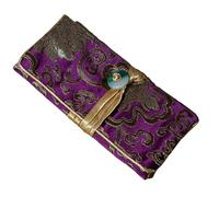 Only My Live Home Grand sac de rangement en brocart de soie avec fermeture éclair pour voyage, sac de rangement portable avec cordon de serrage, pochette à bijoux de maquillage, Fleur riche bordeaux