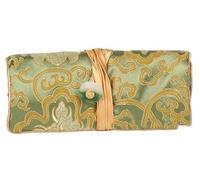 Only My Live Home Jade Sac à bijoux de voyage 3 pochettes de rangement pliables en brocart de soie et brocart de soie Vert