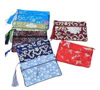 Only My Live Home Lot de 10 pochettes de rangement rectangulaires en brocart de soie avec double fermeture éclair, couleurs mixtes, 7.5 x 4.7 inches about