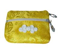 Only My Live Home Lot de 2 sacs à main mignons avec nœud chinois à deux fermetures éclair pour bracelets, colliers, sacs de rangement en brocart de soie pour voyage, Doré (2 pièces motif aléatoire)