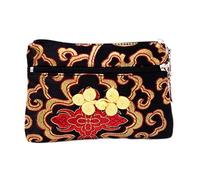 Only My Live Home Lot de 2 sacs à main mignons avec nœud chinois à deux fermetures éclair pour bracelets, colliers, sacs de rangement en brocart de soie pour voyage, Noir (2 pièces motif aléatoire)