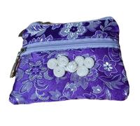 Only My Live Home Lot de 2 sacs à main mignons avec nœud chinois à deux fermetures éclair pour bracelets, colliers, sacs de rangement en brocart de soie pour voyage, Violet (2 pièces motif aléatoire)