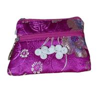 Only My Live Home Lot de 2 sacs à main mignons avec nœud chinois à deux fermetures éclair pour bracelets, colliers, sacs de rangement en brocart de soie pour voyage, Fuchsia (2 pièces motif aléatoire)