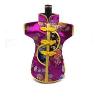 Only My Live Home Lot de 5 sacs de Noël en soie pour bouteilles de vin rouge champagne, style chinois vintage, pochette en brocart pour couvercles de bouteilles de 750 ml (tissu brocart de soie