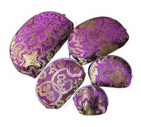 Only My Live Home Lot de 5 sacs de rangement en brocart de soie léger avec fermeture éclair pour bijoux, maquillage, etc, Violet (motif aléatoire)
