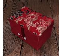 Only My Live Home Petite boîte de luxe en brocart de soie chinoise pour emballage de bijoux, boîte cadeau rectangulaire remplie de coton, 9 x 6 x 5 cm (dragon bordeaux)