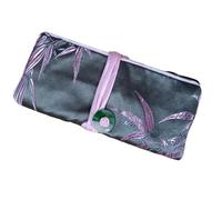 Only My Live Home Sac de rangement pliable en brocart de soie chinoise avec cordon de serrage et 3 poches zippées (bambou gris)