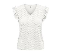 ONLY Neck Frill Top JRS Onlsmilla S/L Haut à col en V pour Femme, Cloud Dancer