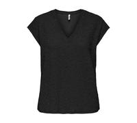 ONLY Neck Glitter Top Box JRS Onlcarol S/S Haut à Paillettes avec col en V, Noir, XL Femmes