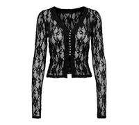 ONLY Neck Lace Top JRS Onlalba L/S Haut en Dentelle à col en V, Noir, L Femme