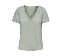 ONLY Neck Lace Top JRS Onlzola Life S/S Haut en Dentelle à col en V, Gris Aqua, XL Femmes