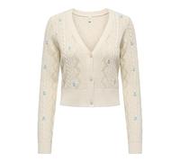 ONLY Neck Onlbirtie Ls EMB Cardigan col en V CC KNT, Ecru, S Femme