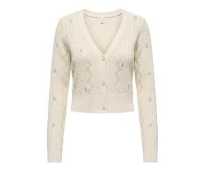 ONLY Neck Onlbirtie Ls EMB Cardigan col en V CC KNT, Ecru, S Femme