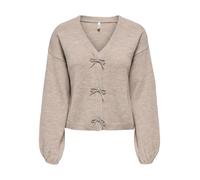 ONLY Neck Onldonna Ls Bow Col en V KNT, Pumice Stone, L Femme