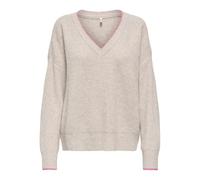 ONLY Neck Onlhavanna Ls Rib Col en V KNT, Pumice Stone, XL Femme