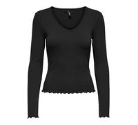 ONLY Neck Top Onlina JRS Haut à col en V L/S, Noir, L Femmes